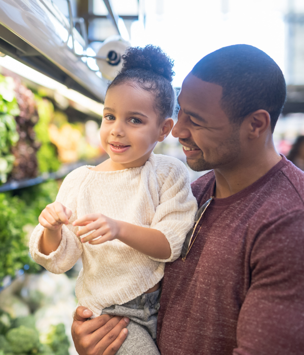 dad & daughter at grocery store