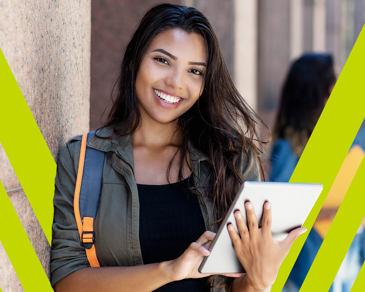 girl student with iPad